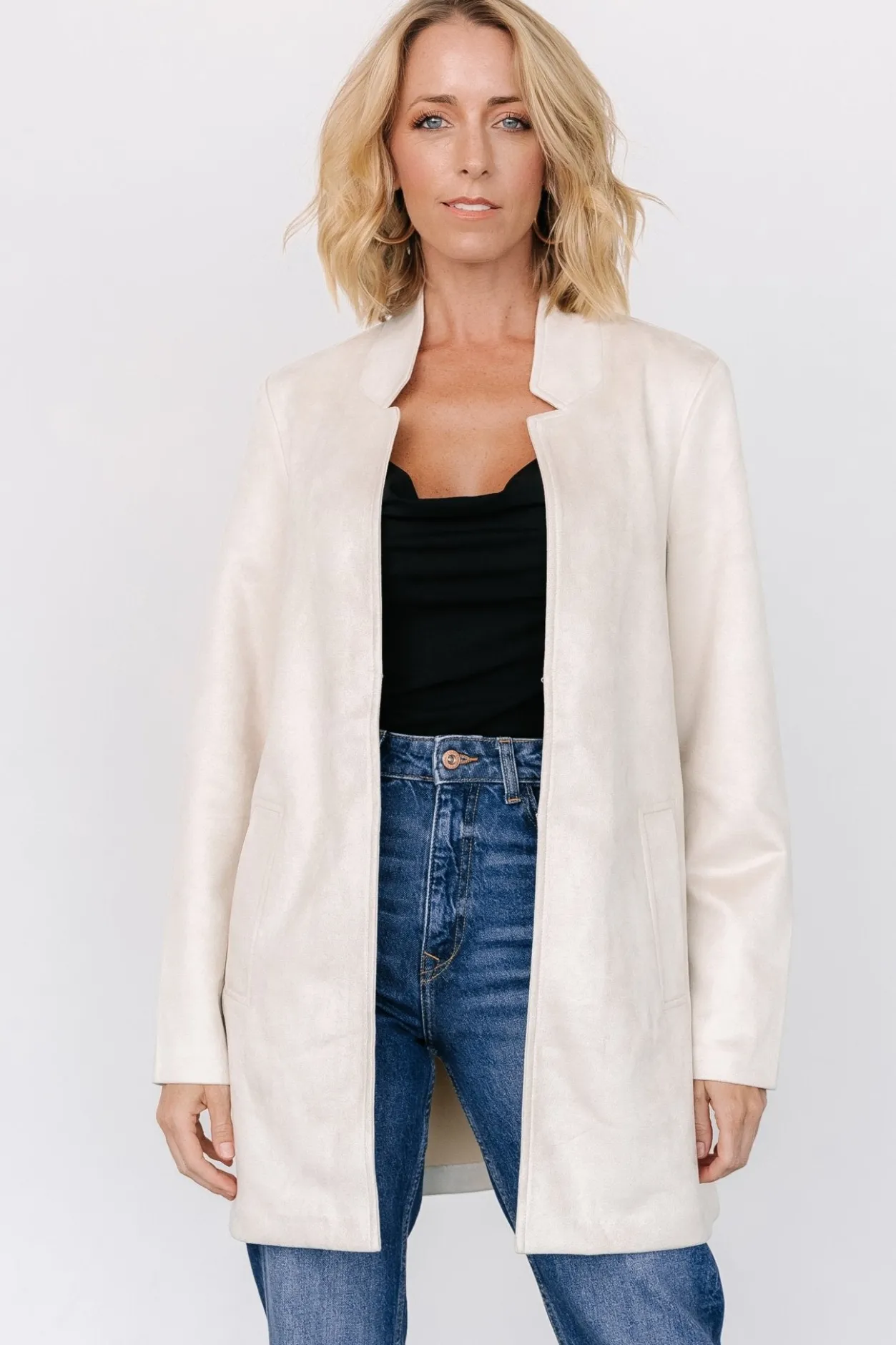 New Baltic Born Queenie Faux Suede Jacket | Oatmeal