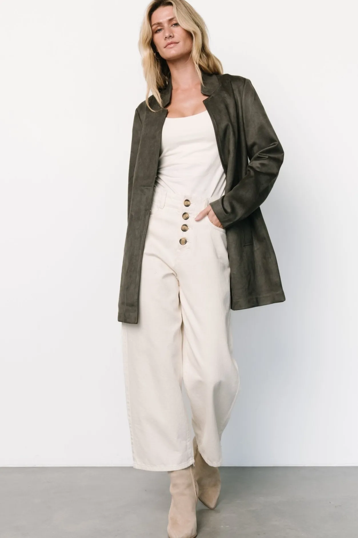 New Baltic Born Queenie Faux Suede Jacket | Charcoal