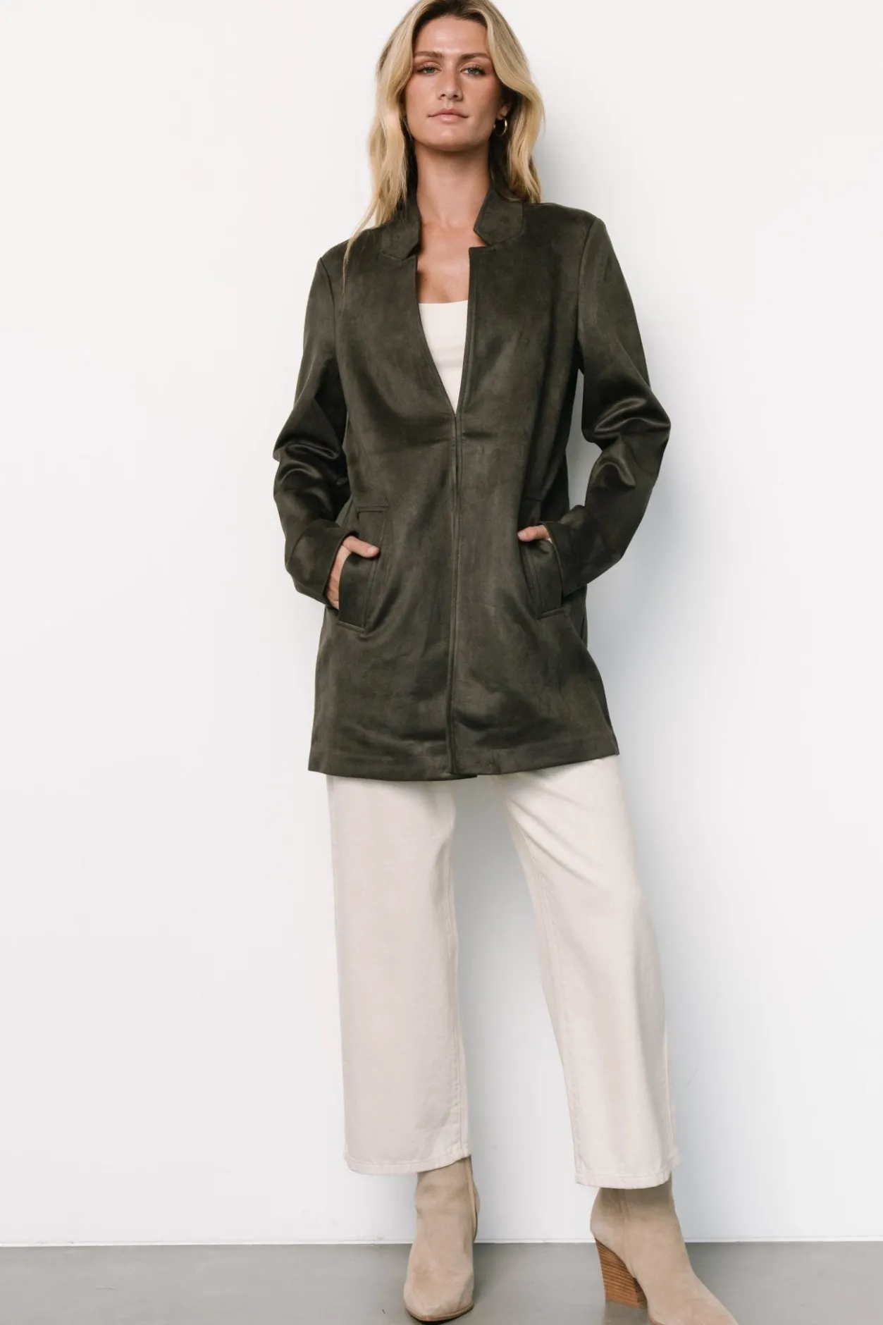 New Baltic Born Queenie Faux Suede Jacket | Charcoal
