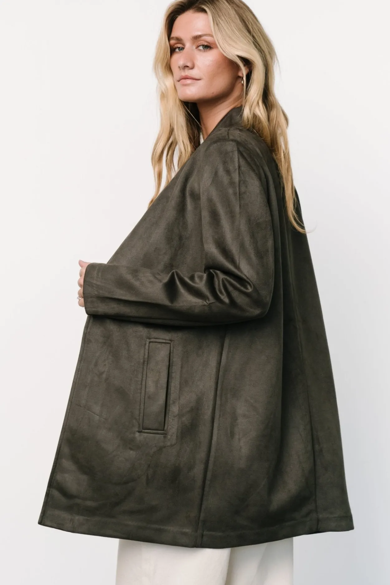 New Baltic Born Queenie Faux Suede Jacket | Charcoal
