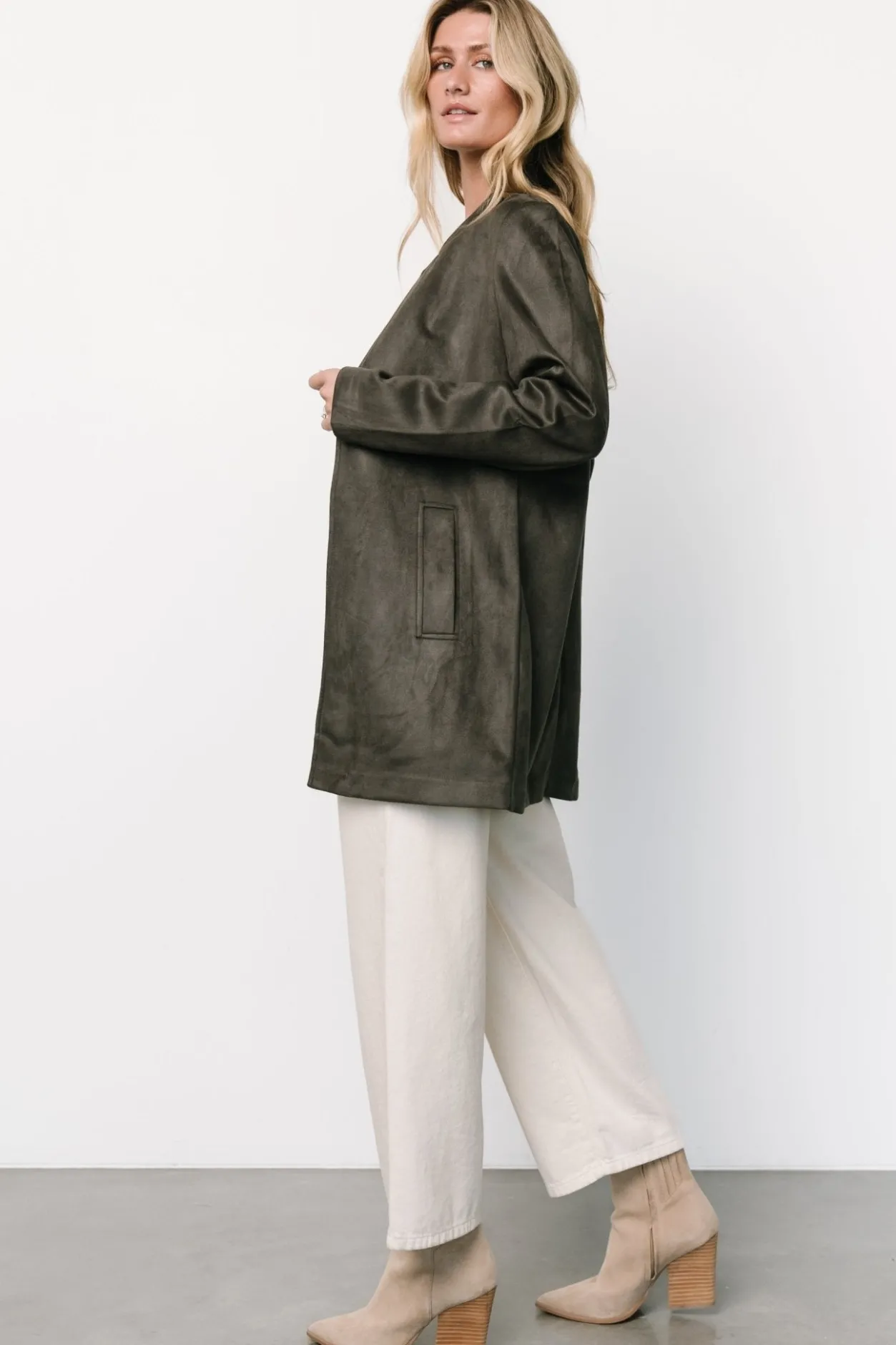 New Baltic Born Queenie Faux Suede Jacket | Charcoal