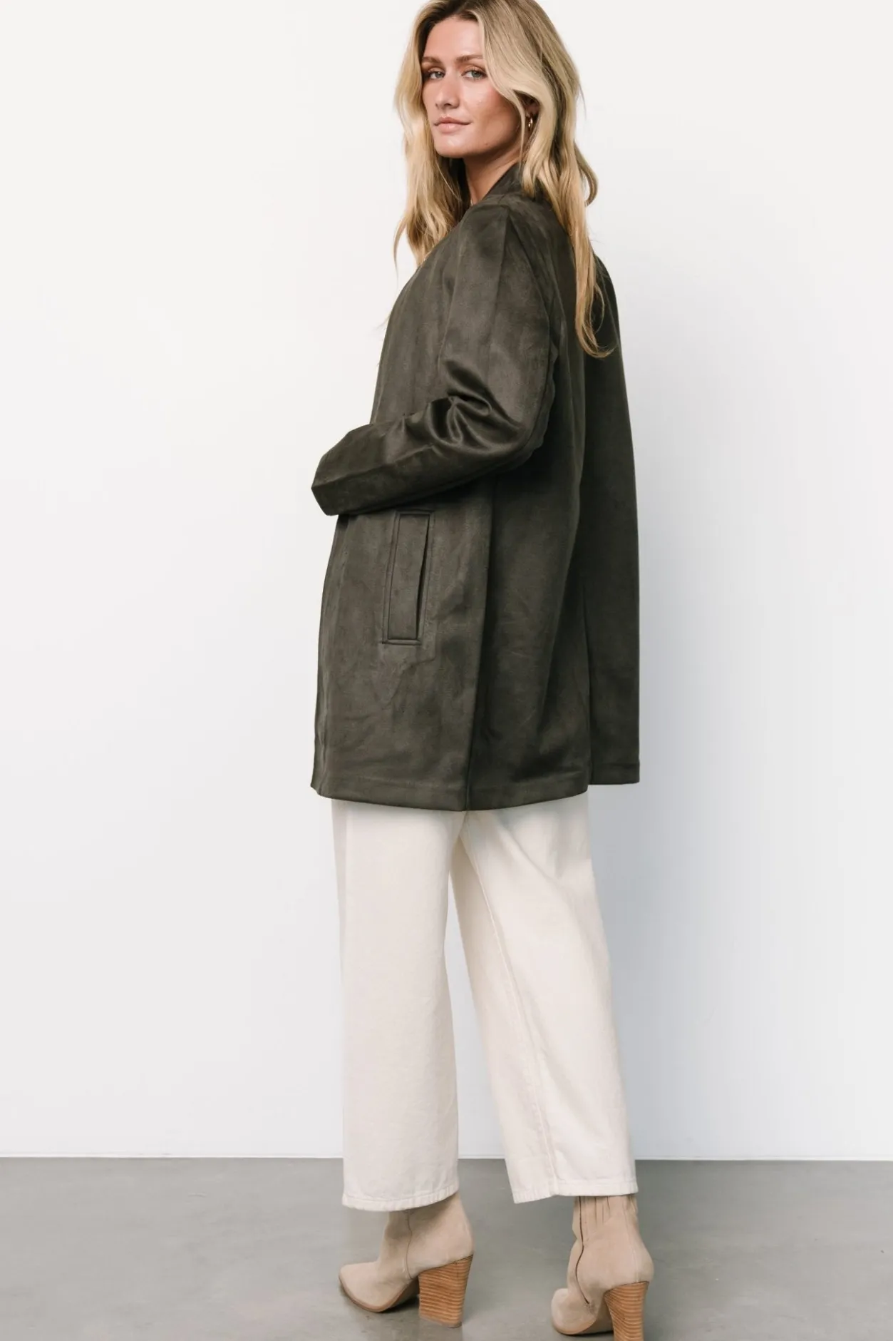 New Baltic Born Queenie Faux Suede Jacket | Charcoal