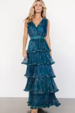 Discount Baltic Born Quentin Shimmer Dress | Teal + Purple Teal+Purple