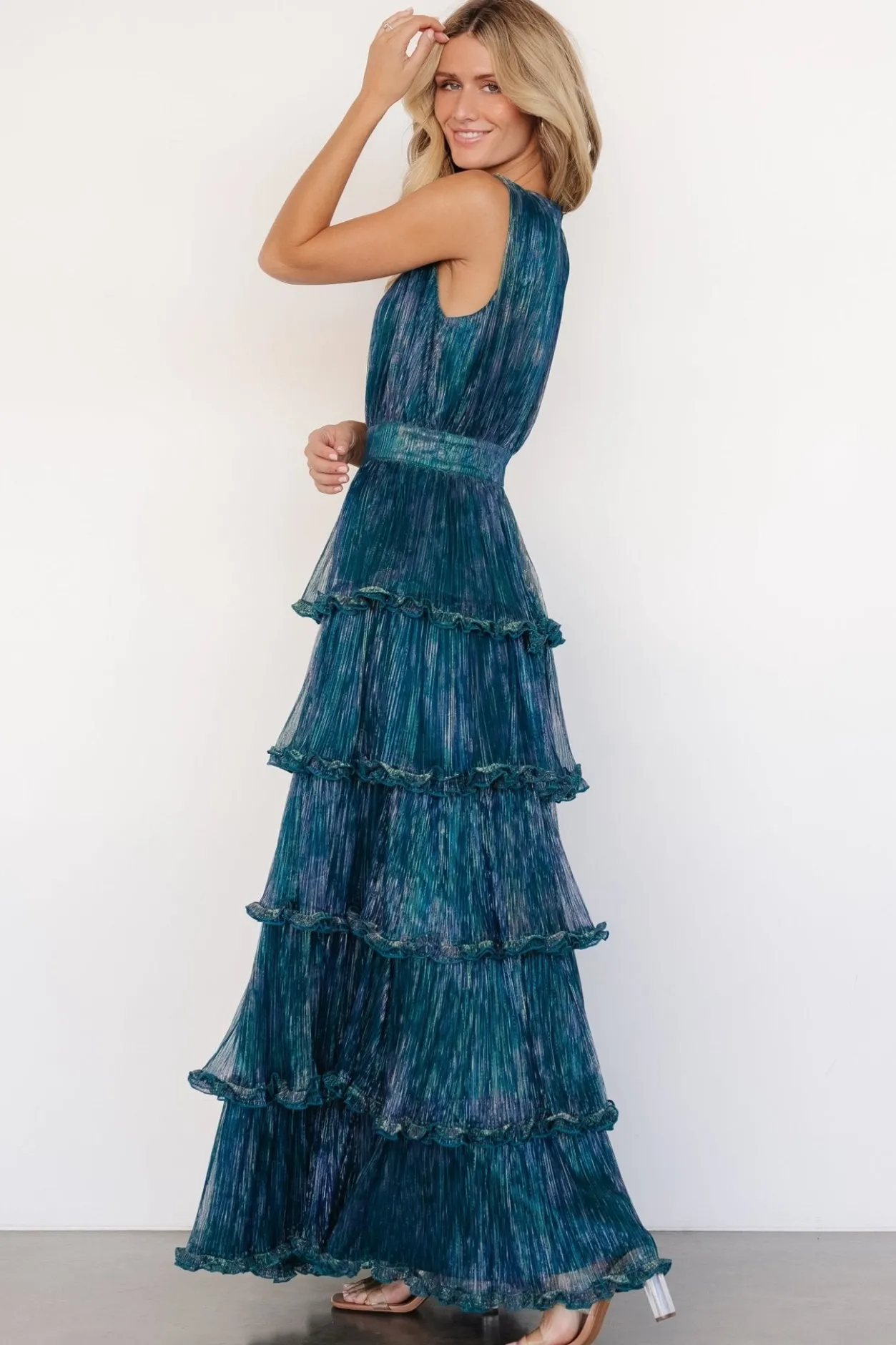 Discount Baltic Born Quentin Shimmer Dress | Teal + Purple Teal+Purple