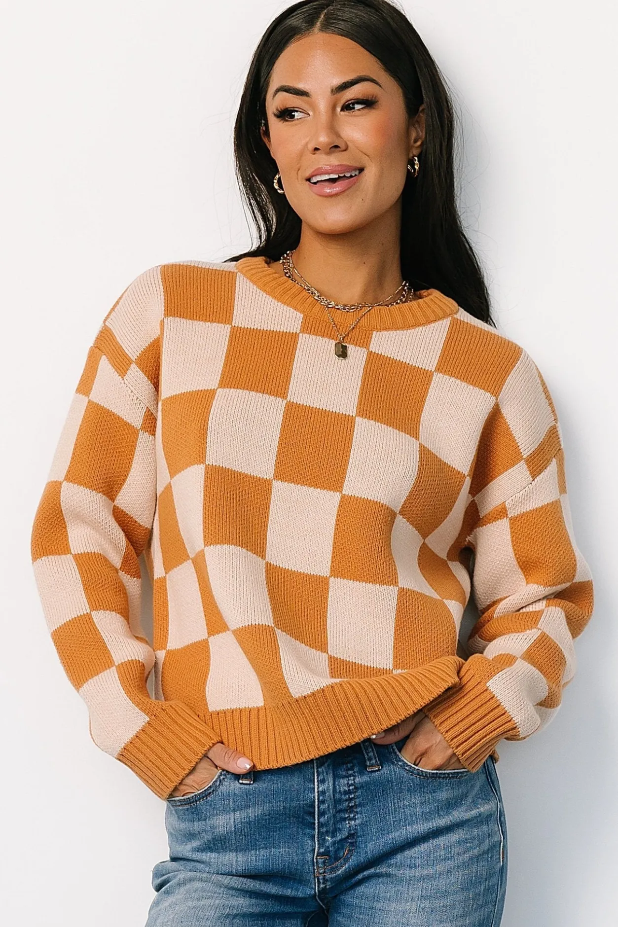 Outlet Baltic Born Quincy Checkered Sweater | Pumpkin Spice PumpkinSpice