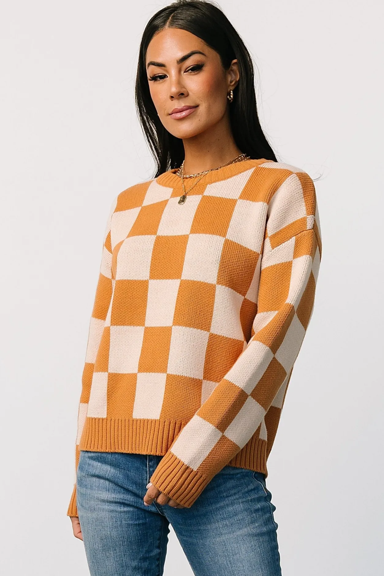 Outlet Baltic Born Quincy Checkered Sweater | Pumpkin Spice PumpkinSpice