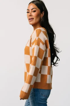 Outlet Baltic Born Quincy Checkered Sweater | Pumpkin Spice PumpkinSpice