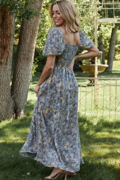 Sale Baltic Born Raelynn Maxi Dress | Dusty Blue Floral DustyBlueFloral