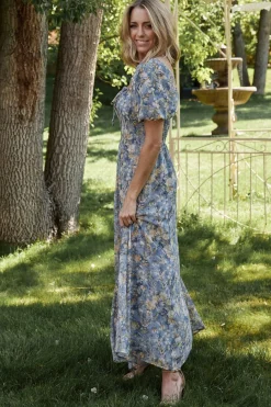 Sale Baltic Born Raelynn Maxi Dress | Dusty Blue Floral DustyBlueFloral