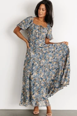 Sale Baltic Born Raelynn Maxi Dress | Dusty Blue Floral DustyBlueFloral