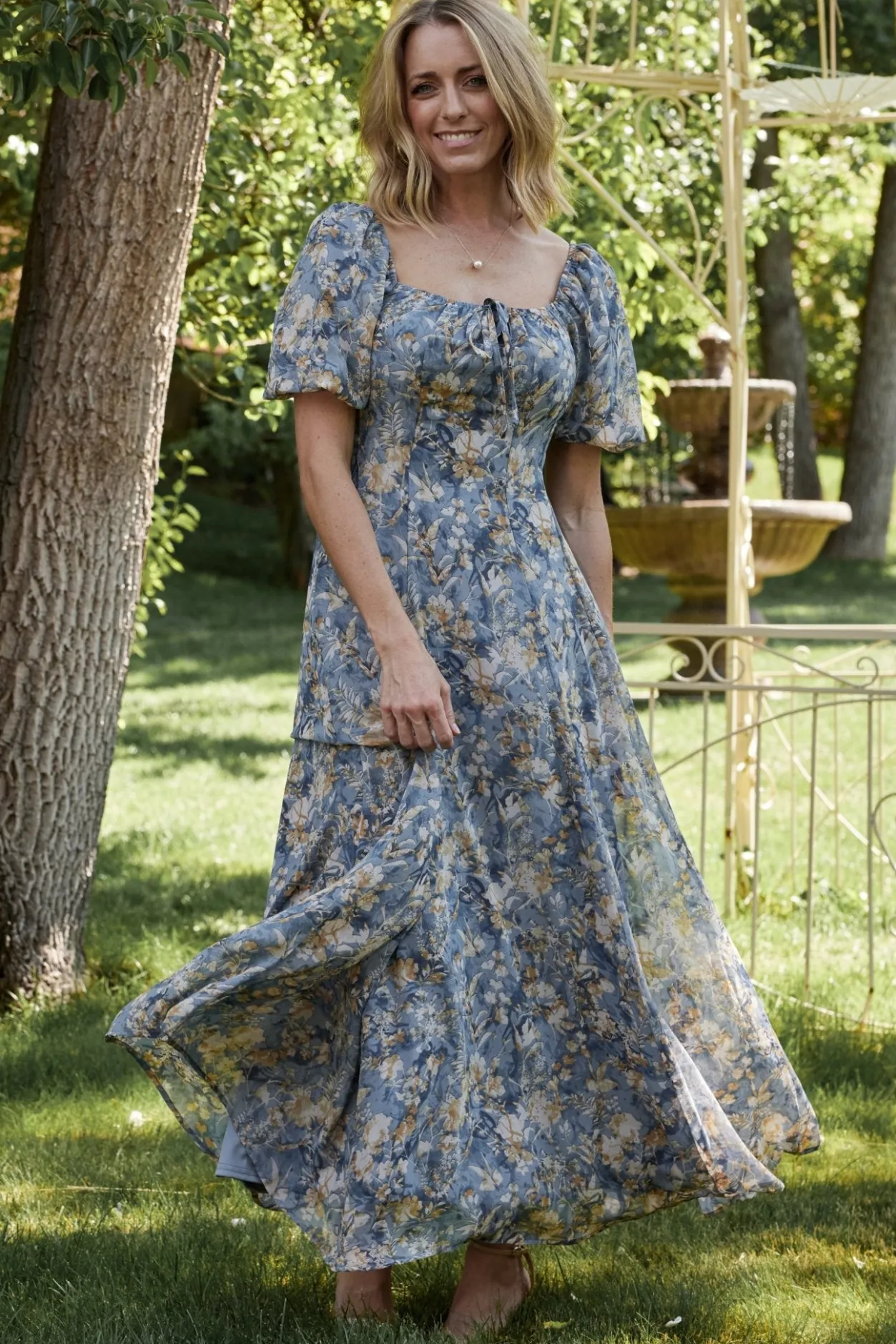 Sale Baltic Born Raelynn Maxi Dress | Dusty Blue Floral DustyBlueFloral