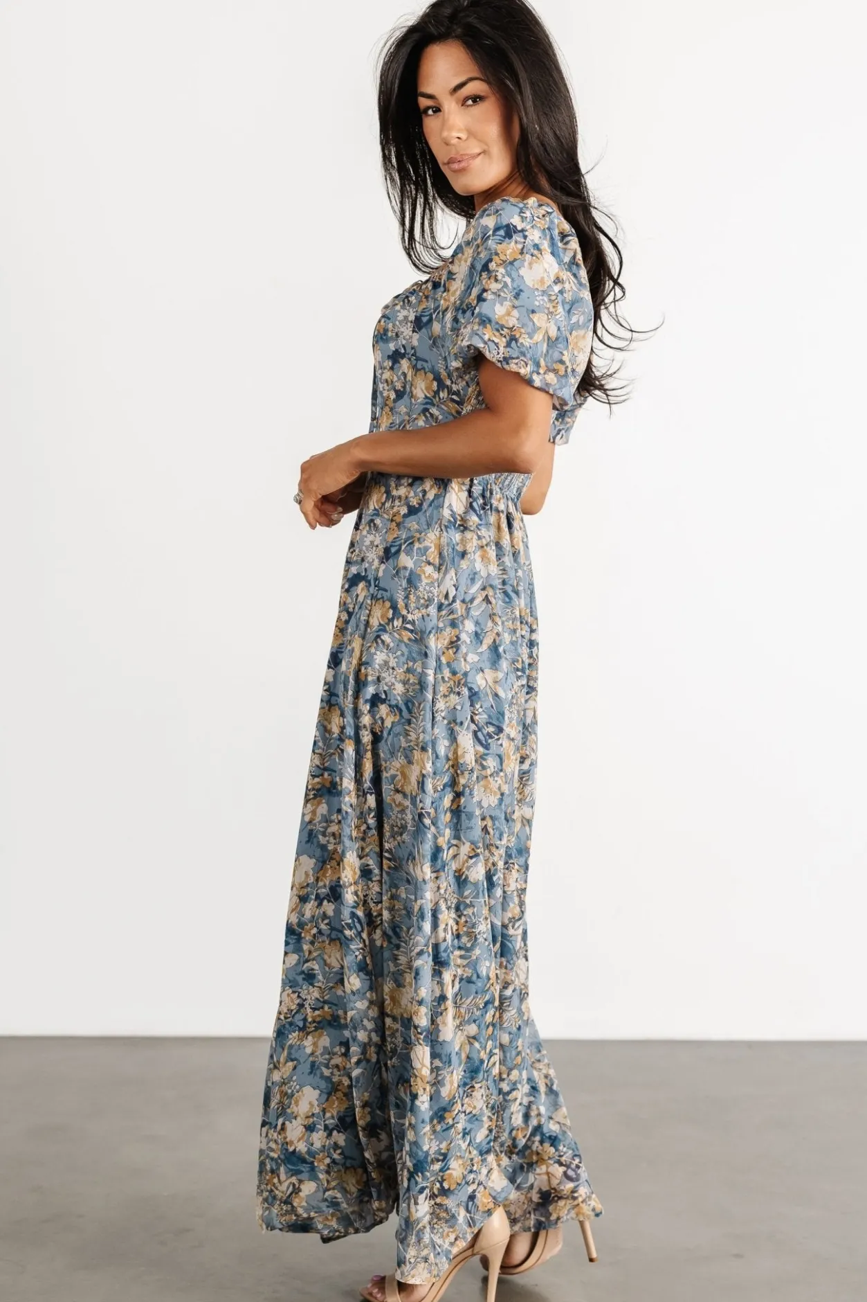 Sale Baltic Born Raelynn Maxi Dress | Dusty Blue Floral DustyBlueFloral