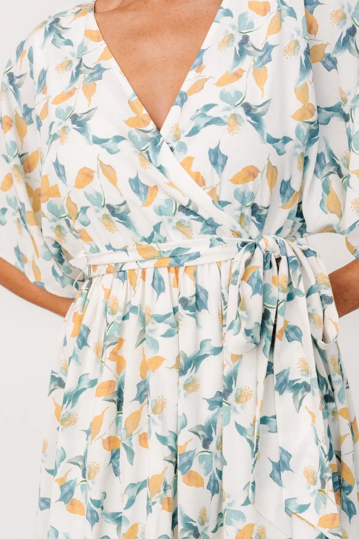 Clearance Baltic Born Raina Kimono Short Dress | Off White Multi Floral OffWhiteMultiFloral