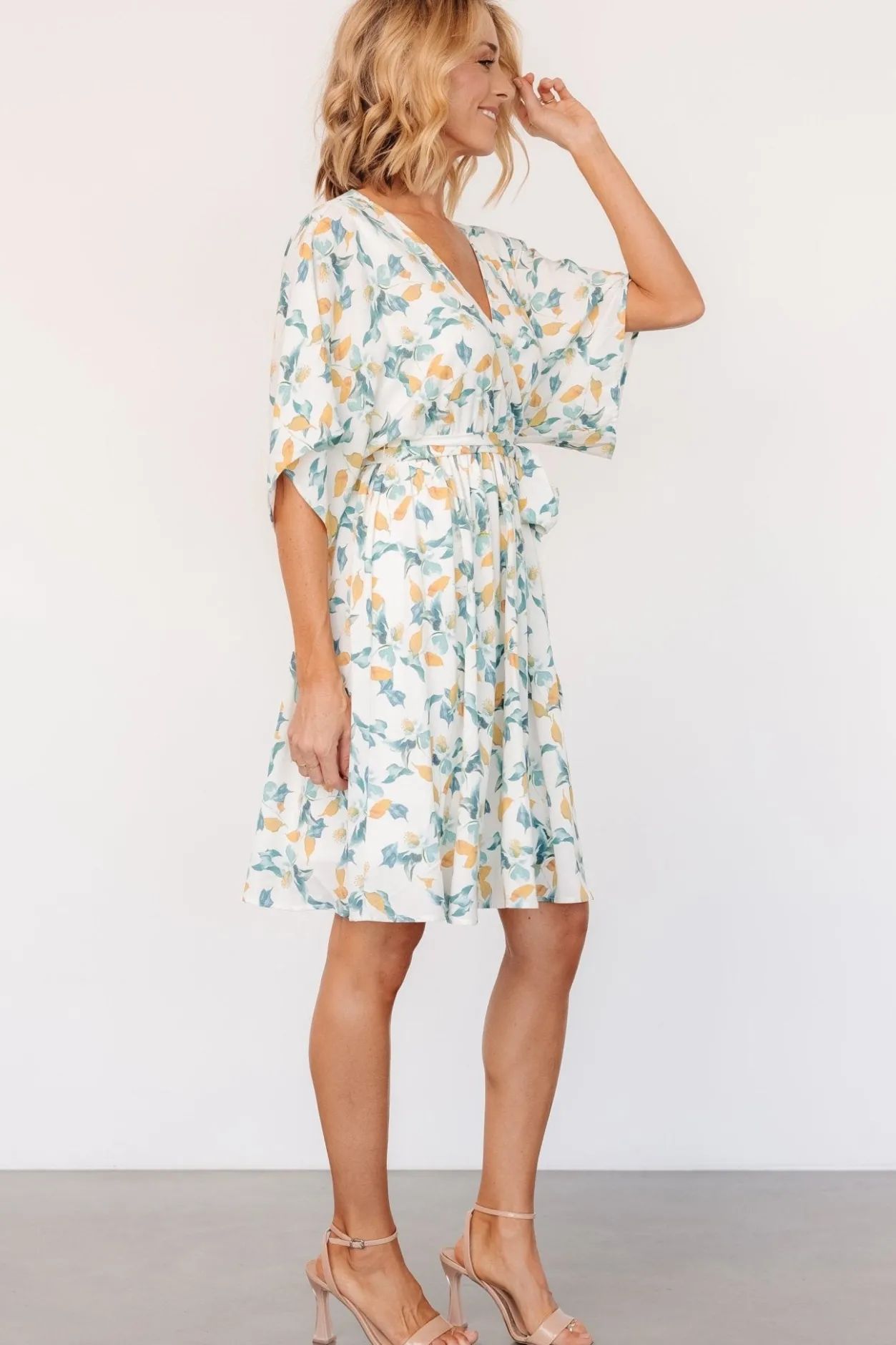Clearance Baltic Born Raina Kimono Short Dress | Off White Multi Floral OffWhiteMultiFloral