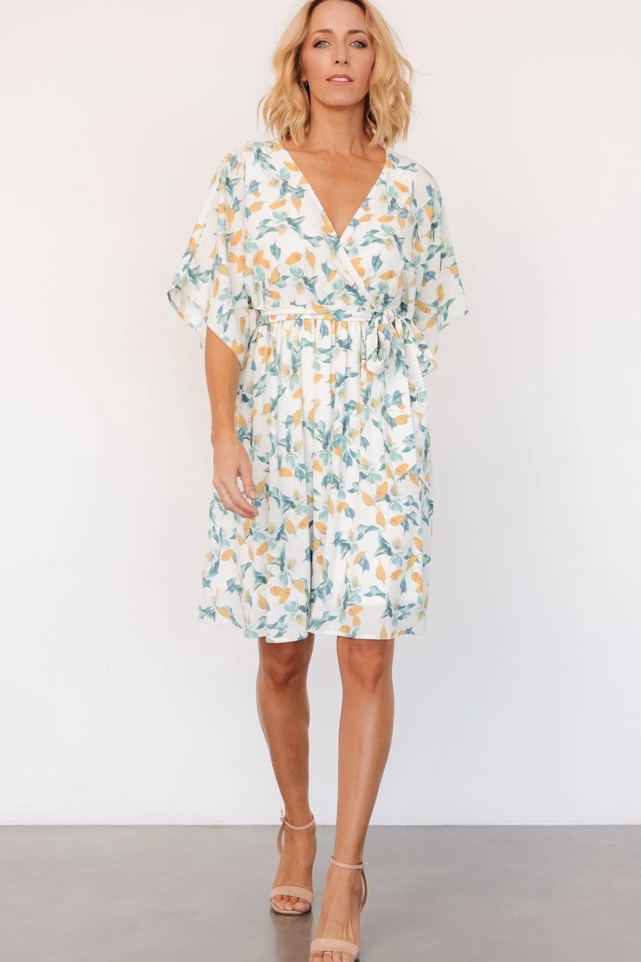 Clearance Baltic Born Raina Kimono Short Dress | Off White Multi Floral OffWhiteMultiFloral