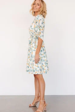 Clearance Baltic Born Raina Kimono Short Dress | Off White Multi Floral OffWhiteMultiFloral