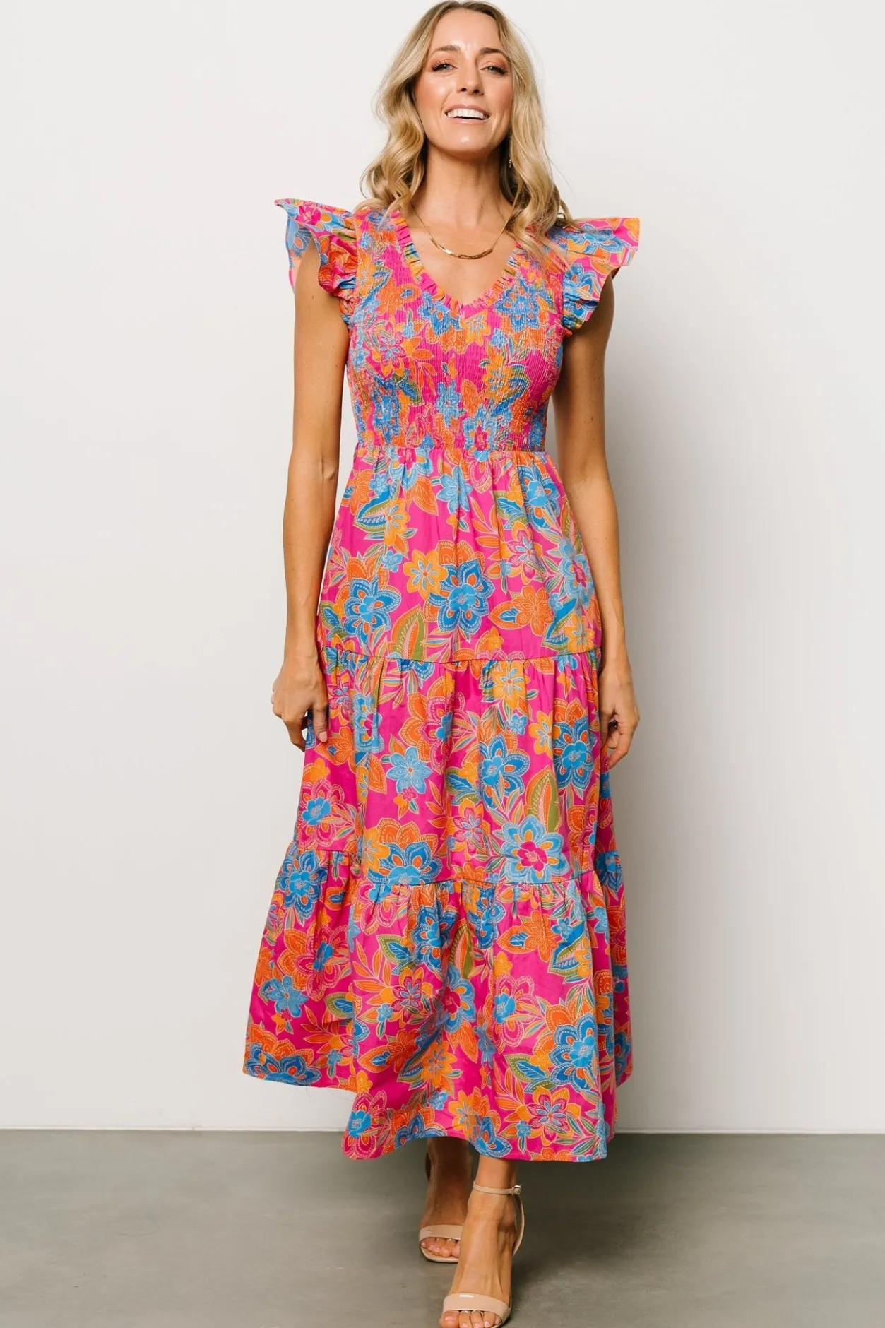 Online Baltic Born Ranchero Smocked Maxi Dress | Pink Multi PinkMulti