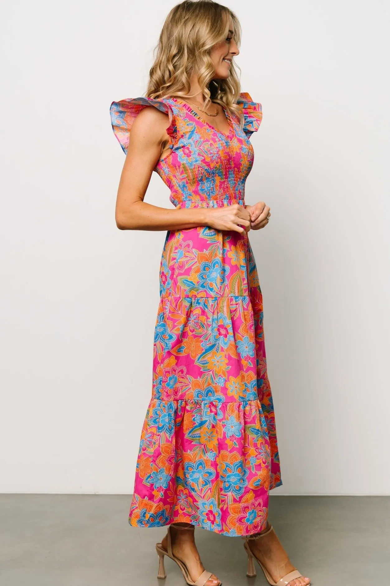 Online Baltic Born Ranchero Smocked Maxi Dress | Pink Multi PinkMulti