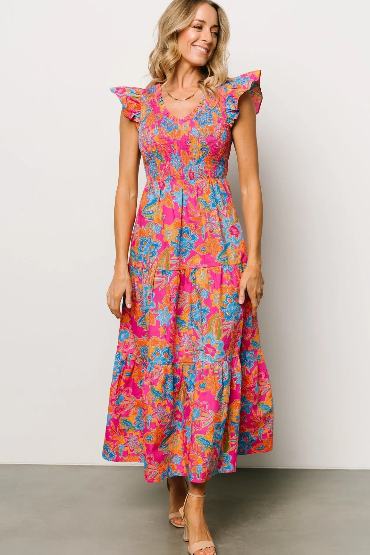 Online Baltic Born Ranchero Smocked Maxi Dress | Pink Multi PinkMulti