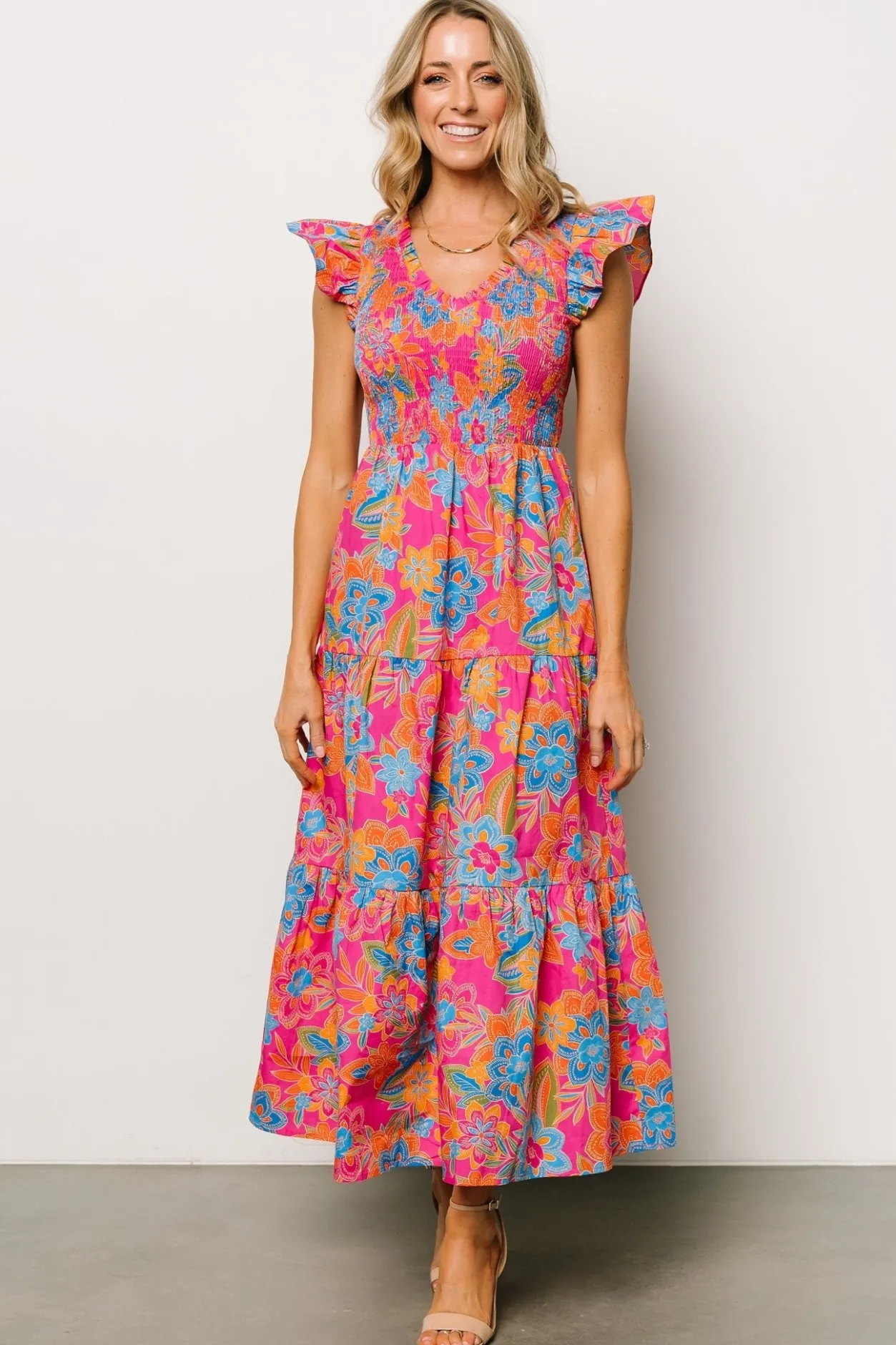 Online Baltic Born Ranchero Smocked Maxi Dress | Pink Multi PinkMulti