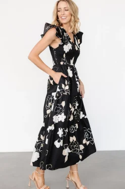 Sale Baltic Born Ranchero Smocked Maxi Dress | Black Print BlackPrint