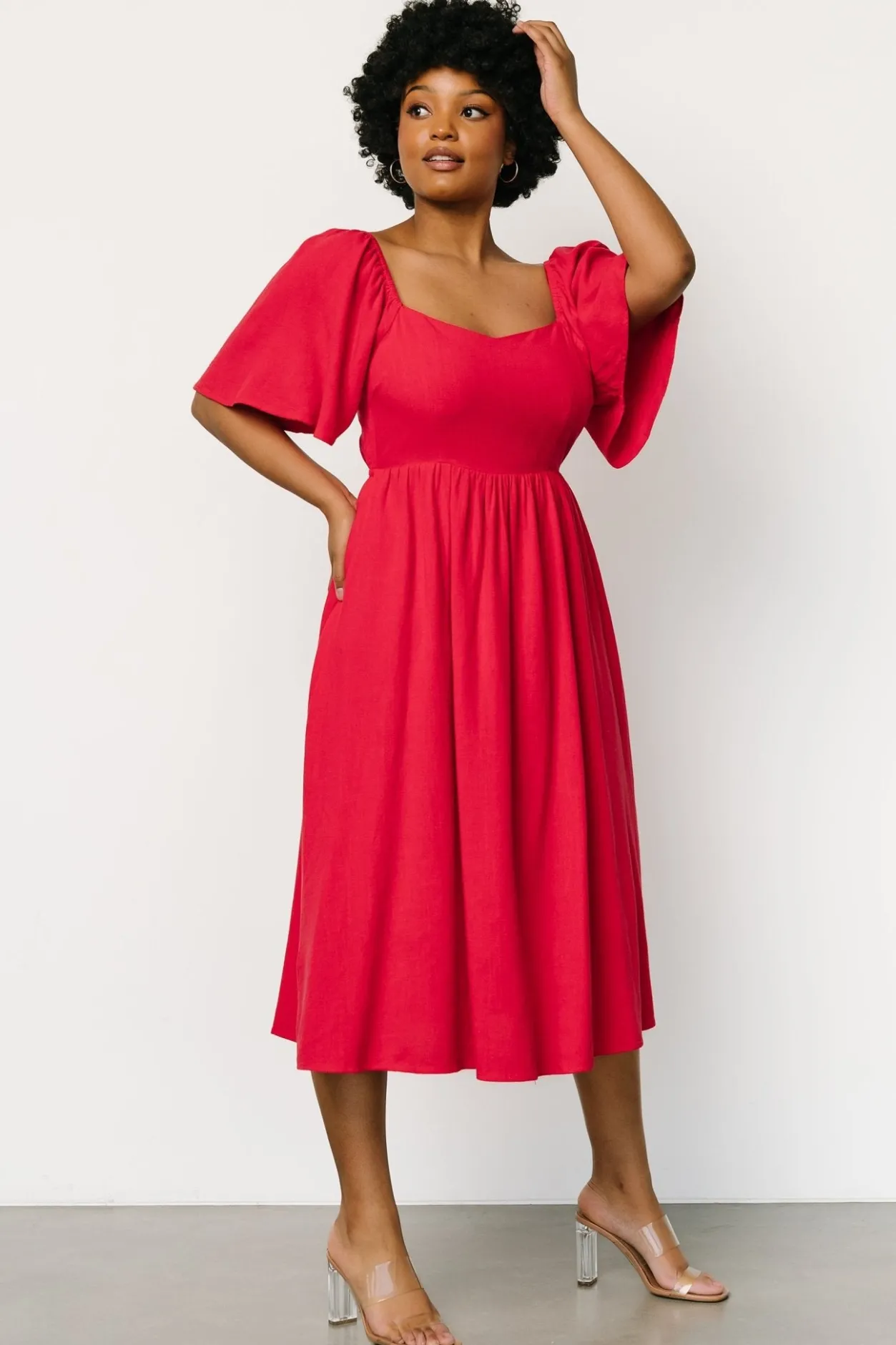 Online Baltic Born Raquel Back Tie Midi Dress | Red