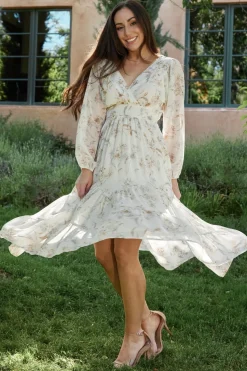 Outlet Baltic Born Raven Midi Dress | Off White Floral OffWhiteFloral