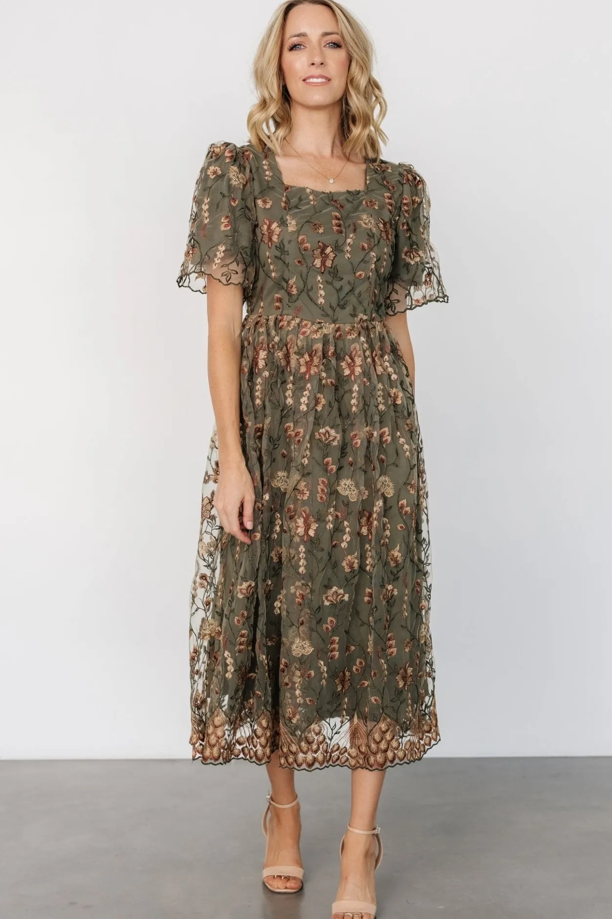 Hot Baltic Born Ravenna Embroidered Dress | Olive Floral OliveFloral