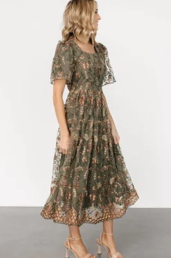 Hot Baltic Born Ravenna Embroidered Dress | Olive Floral OliveFloral