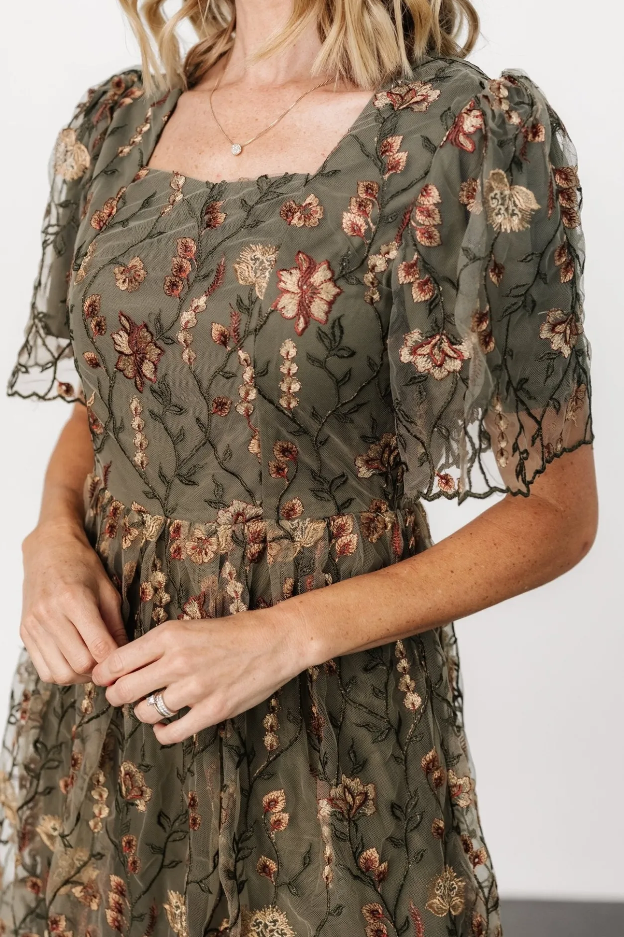 Hot Baltic Born Ravenna Embroidered Dress | Olive Floral OliveFloral