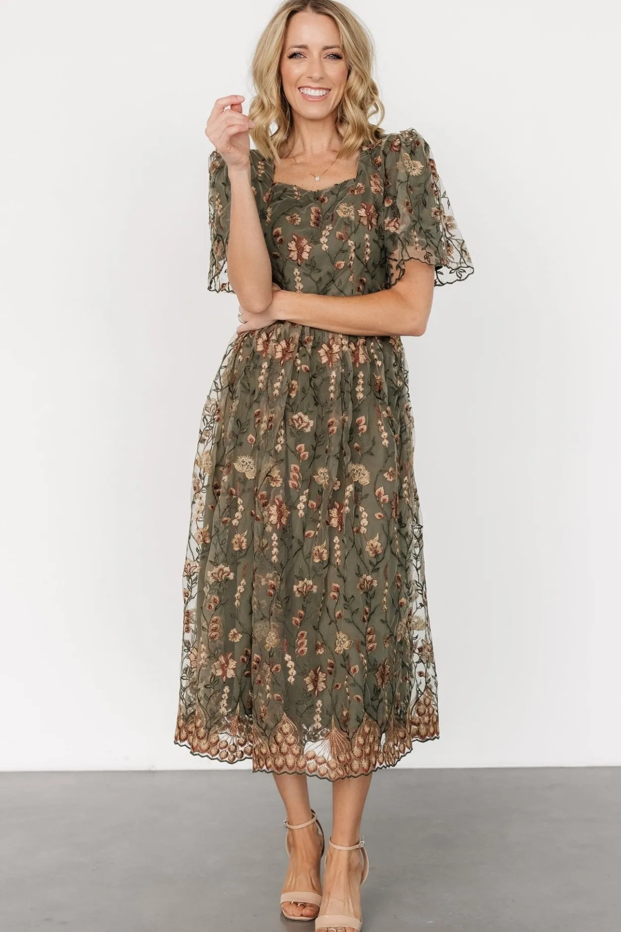 Hot Baltic Born Ravenna Embroidered Dress | Olive Floral OliveFloral