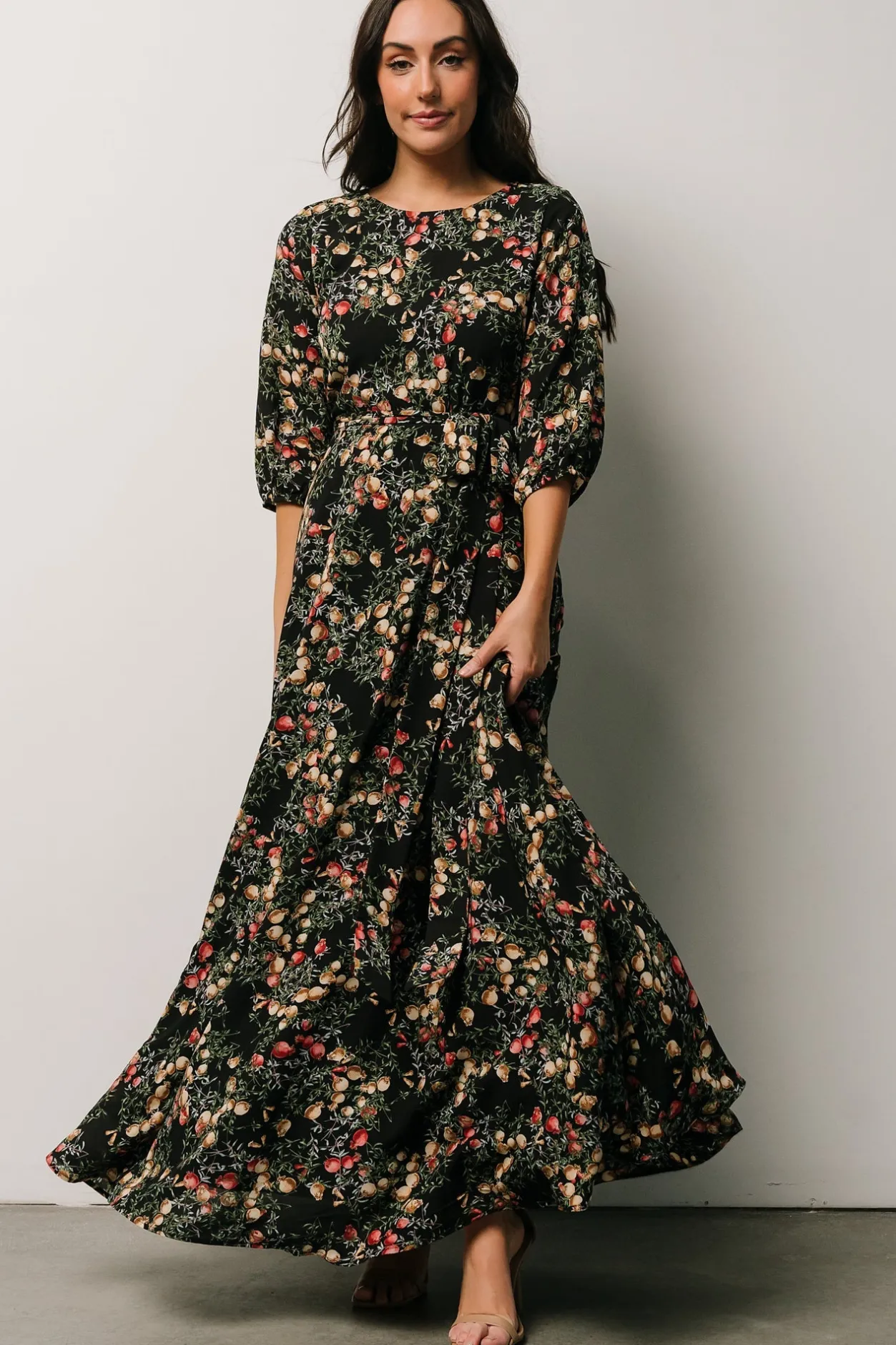 Hot Baltic Born Rebecca Maxi Dress | Black Pomegranate Print BlackPomegranatePrint