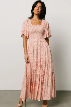 Hot Baltic Born Regina Smocked Maxi Dress | Coral Floral CoralFloral