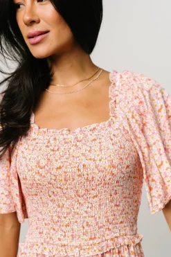 Hot Baltic Born Regina Smocked Maxi Dress | Coral Floral CoralFloral
