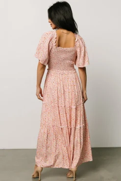 Hot Baltic Born Regina Smocked Maxi Dress | Coral Floral CoralFloral