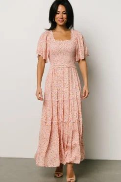 Hot Baltic Born Regina Smocked Maxi Dress | Coral Floral CoralFloral