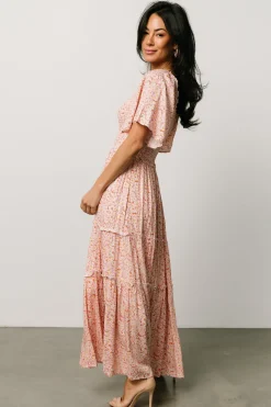 Hot Baltic Born Regina Smocked Maxi Dress | Coral Floral CoralFloral