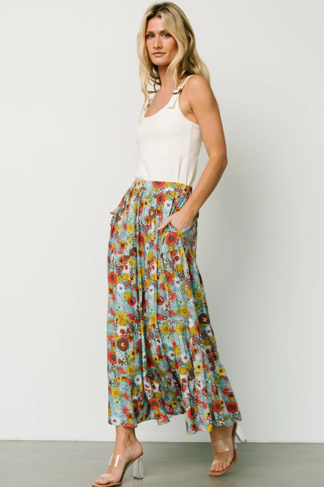Hot Baltic Born Reilly Maxi Skirt | Teal Flower Print TealFlowerPrint