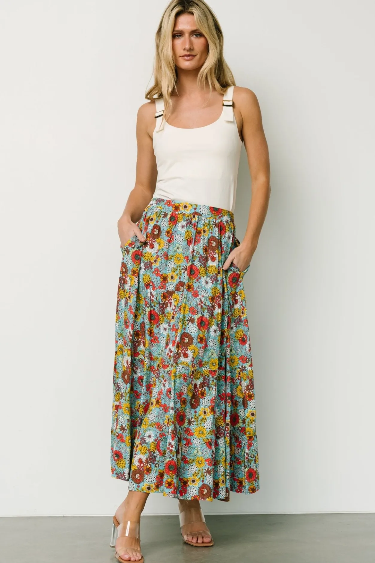 Hot Baltic Born Reilly Maxi Skirt | Teal Flower Print TealFlowerPrint