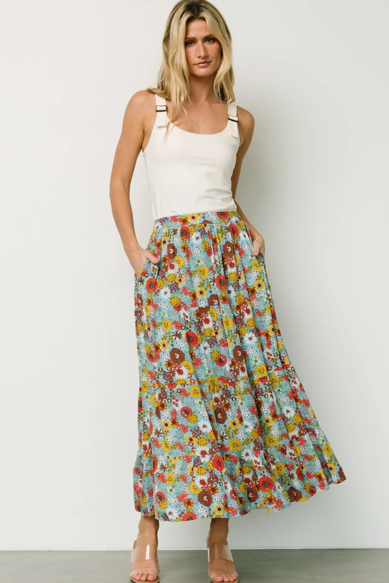 Hot Baltic Born Reilly Maxi Skirt | Teal Flower Print TealFlowerPrint