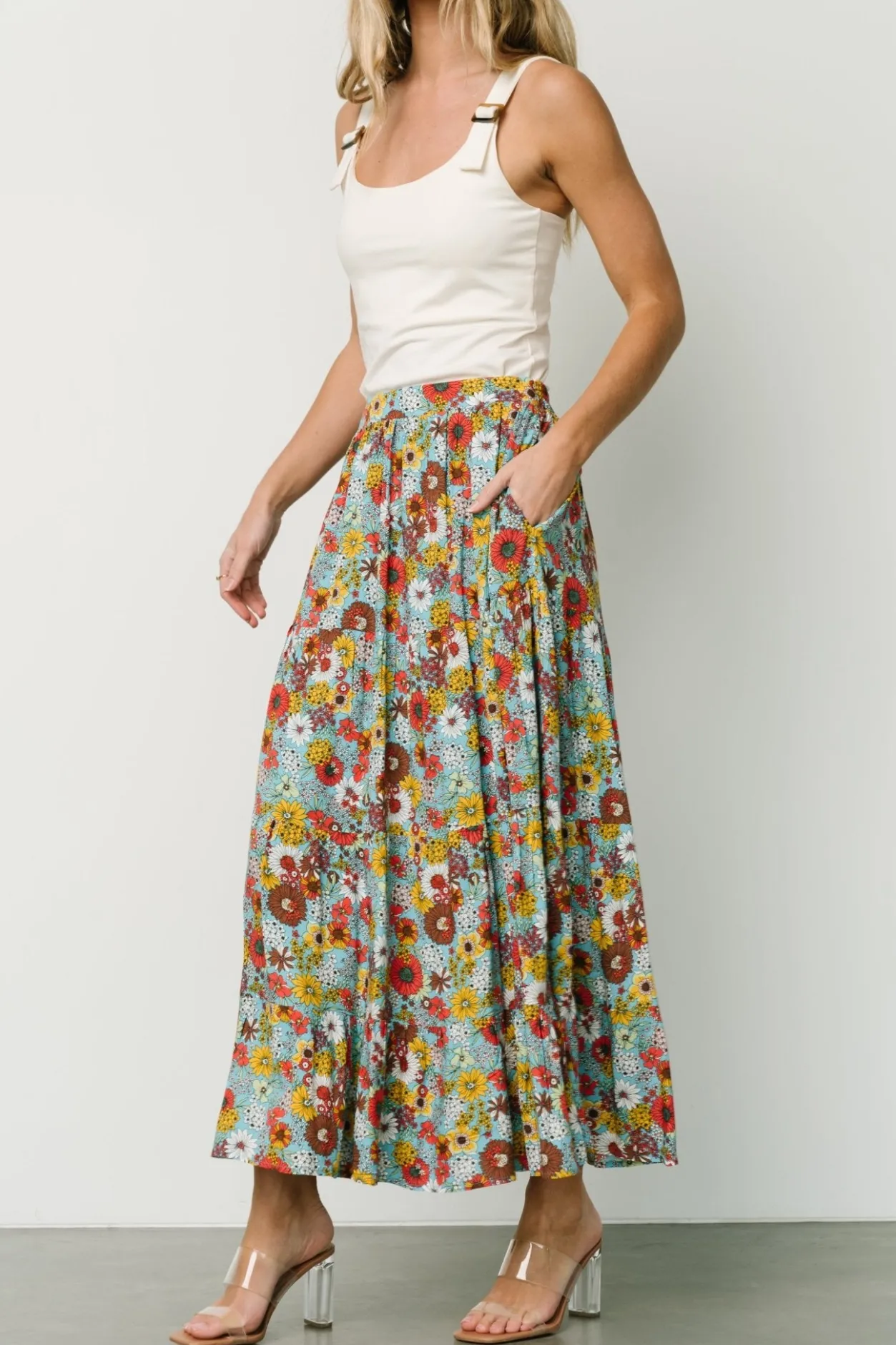 Hot Baltic Born Reilly Maxi Skirt | Teal Flower Print TealFlowerPrint