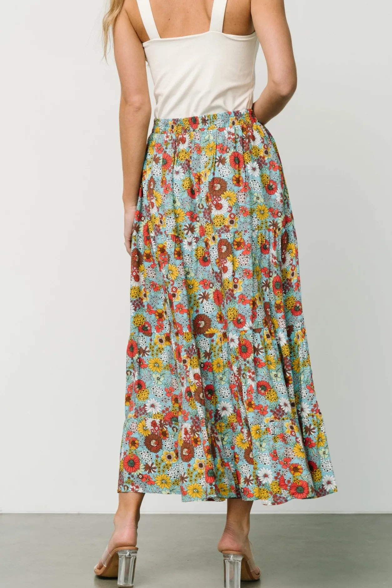 Hot Baltic Born Reilly Maxi Skirt | Teal Flower Print TealFlowerPrint