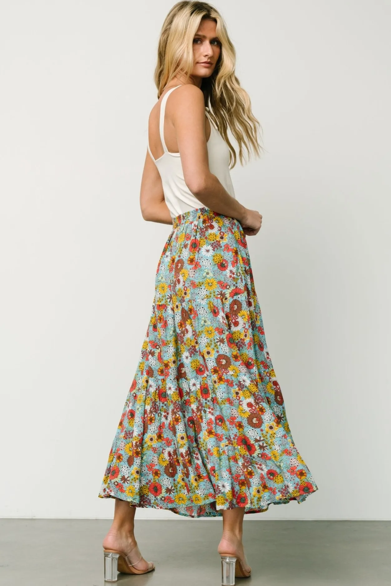 Hot Baltic Born Reilly Maxi Skirt | Teal Flower Print TealFlowerPrint