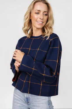 Discount Baltic Born Remington Sweater | Navy + Orange Navy+Orange