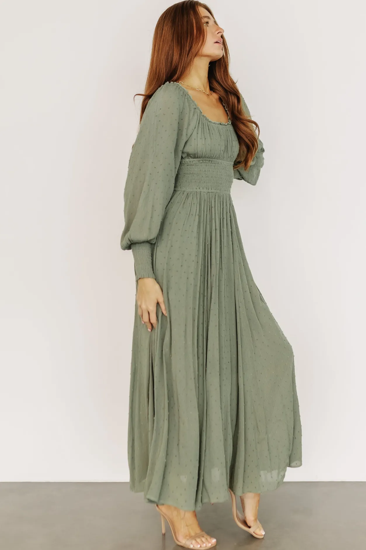 Online Baltic Born Renata Dot Maxi Dress | Dusty Olive DustyOlive