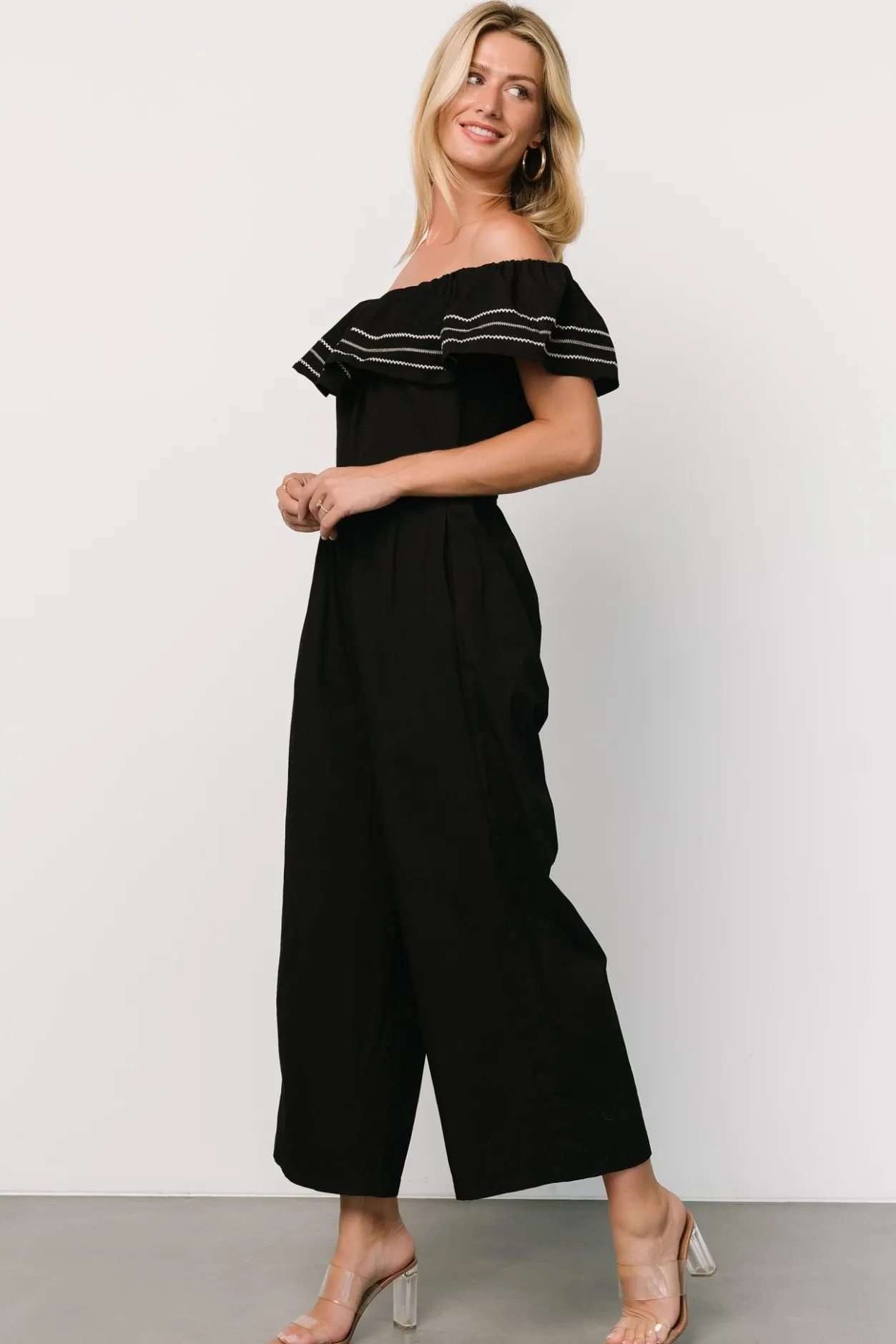 Clearance Baltic Born Reyna Off Shoulder Jumpsuit | Black