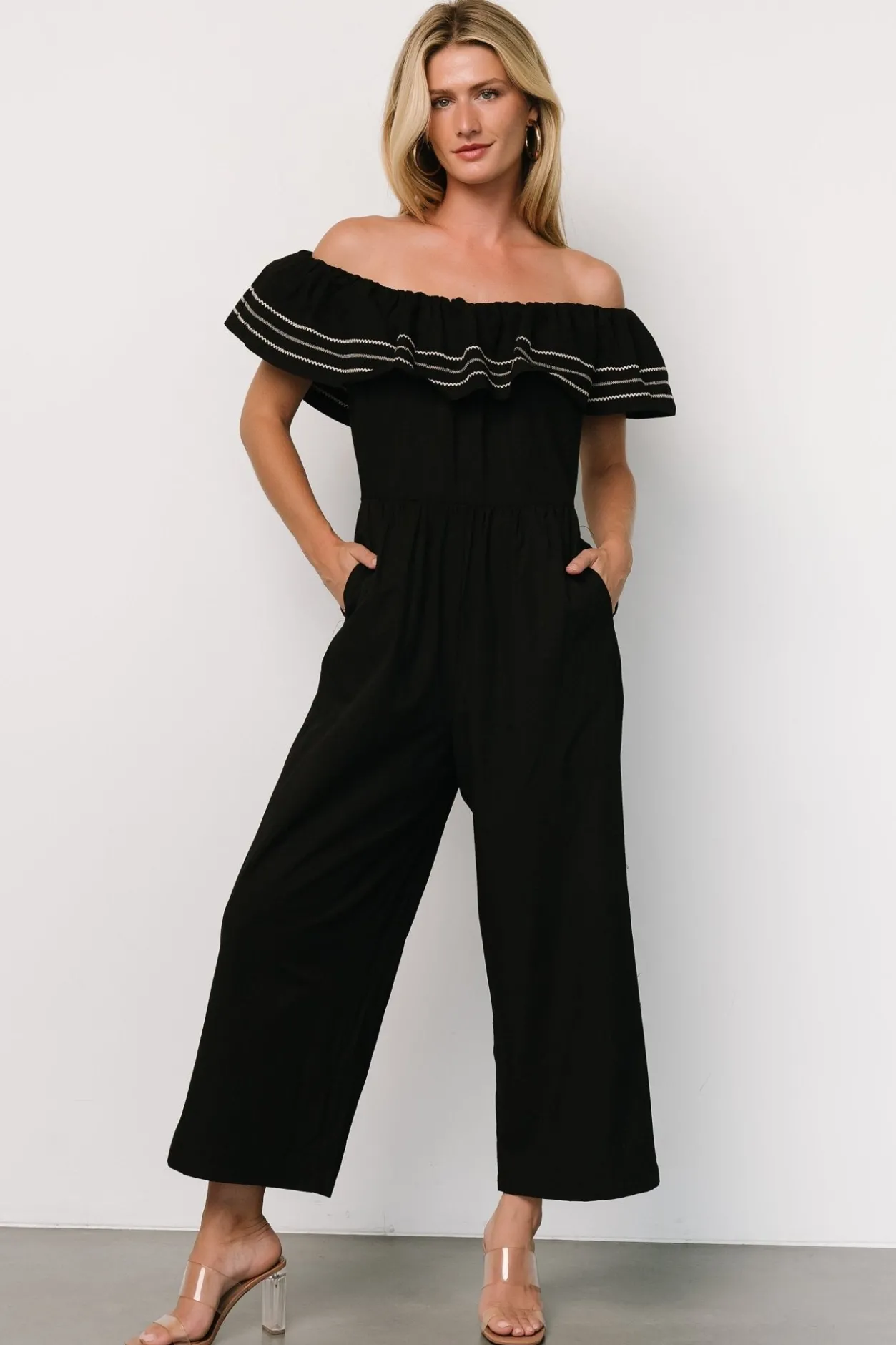Clearance Baltic Born Reyna Off Shoulder Jumpsuit | Black