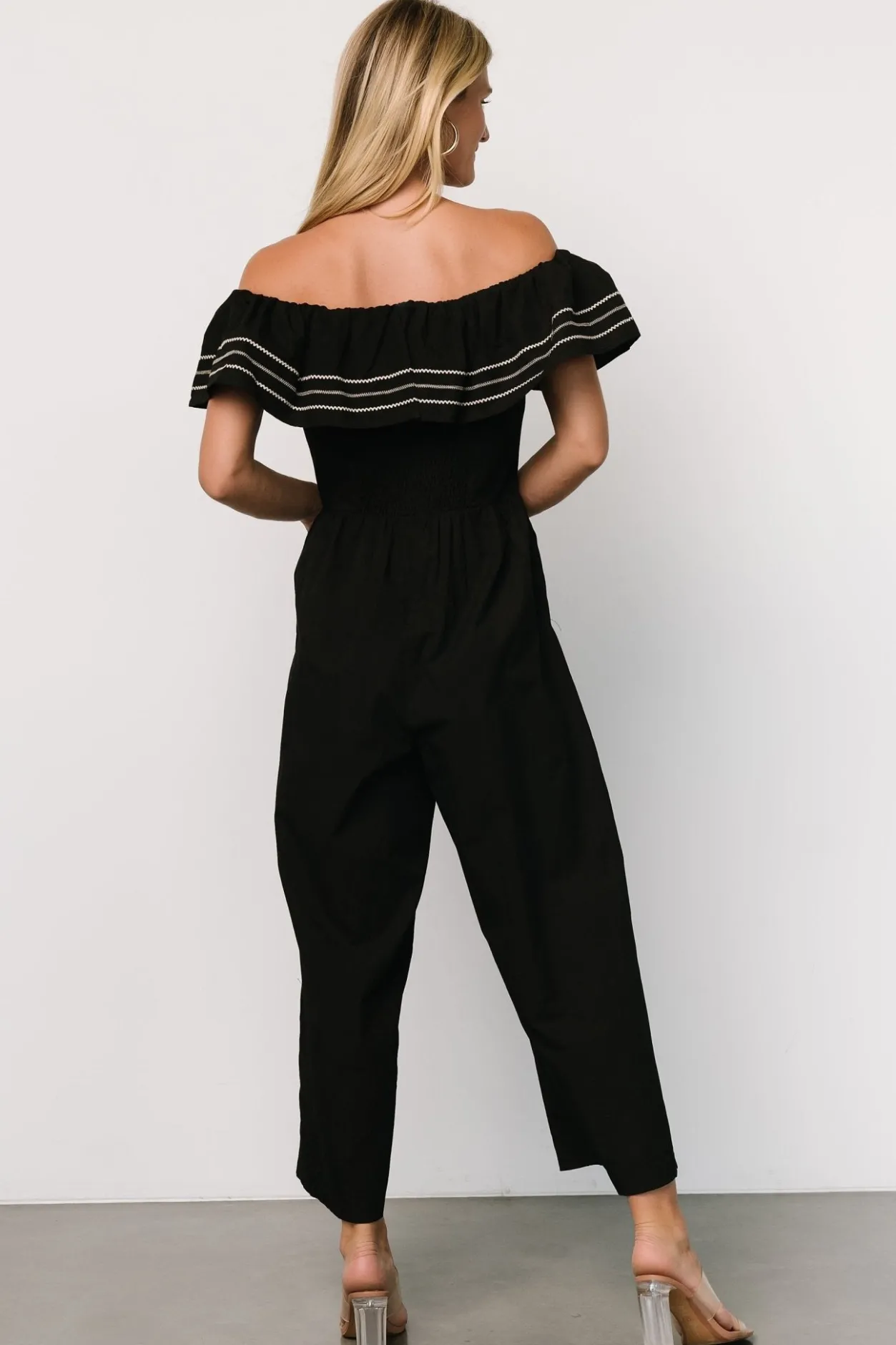 Clearance Baltic Born Reyna Off Shoulder Jumpsuit | Black