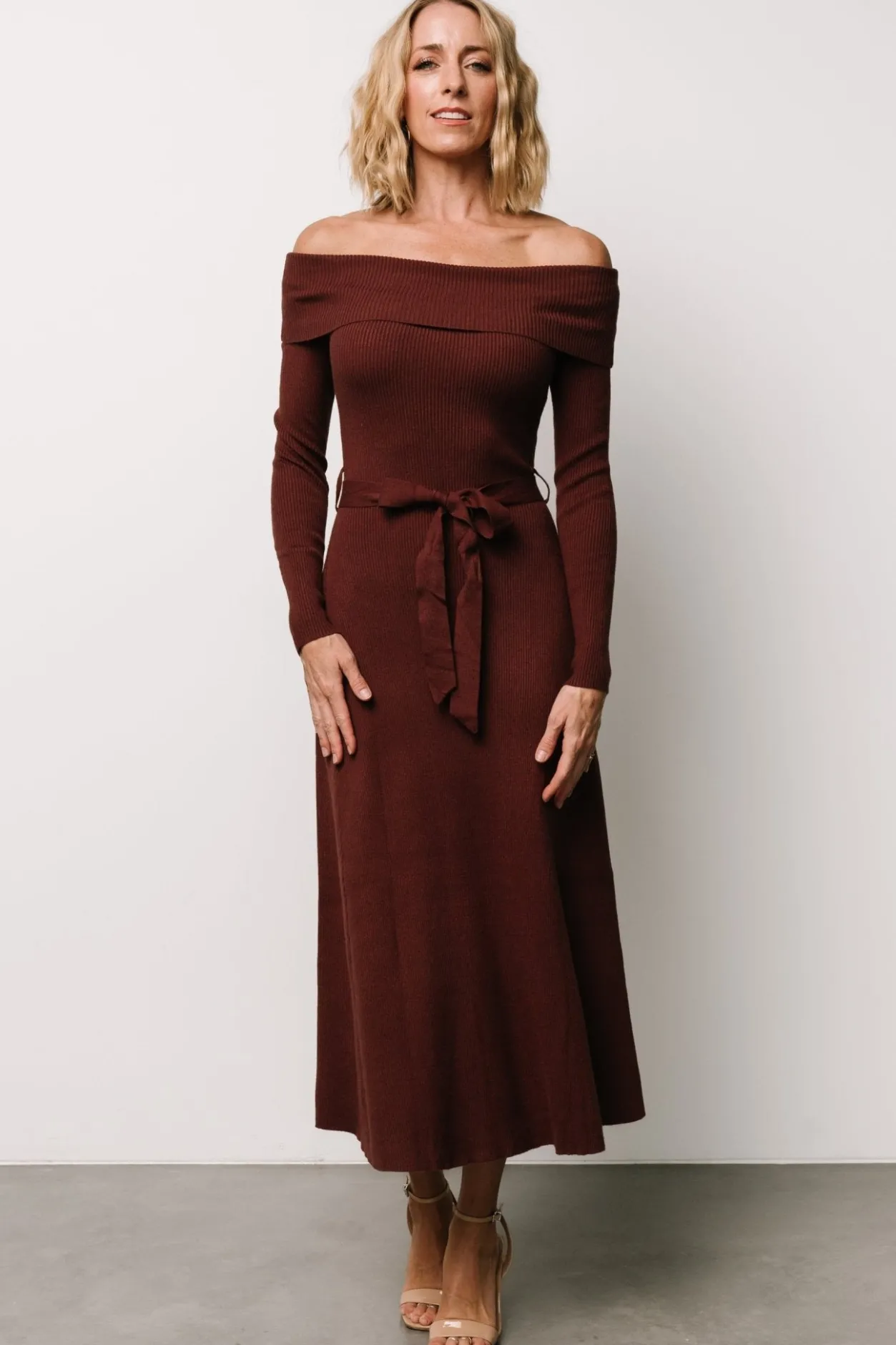 Online Baltic Born Rheta Off Shoulder Sweater Dress | Mahogany