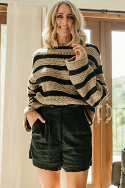 Online Baltic Born Robbie Striped Knit Sweater | Black + Camel Black+Camel